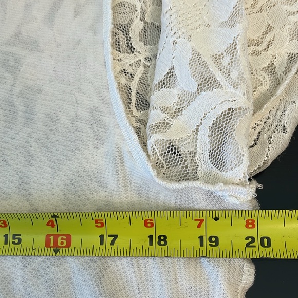 Chico’s Sheer Floral Lace Overlay Pullover Top Size 1/Womens M 3/4 Sleeve Cream - Picture 6 of 10